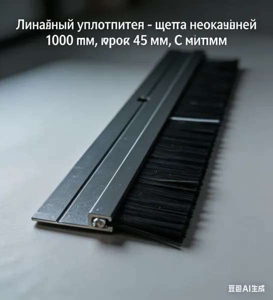 Линейный уплотнитель - щетка неокрашенный 1000 мм, ворс 45 мм,С винтами