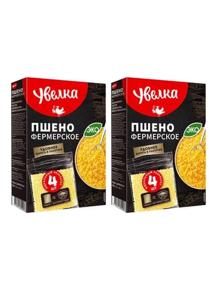 Увелка Пшено фермерское, 4 пакетика, 320 г, 2 упак //