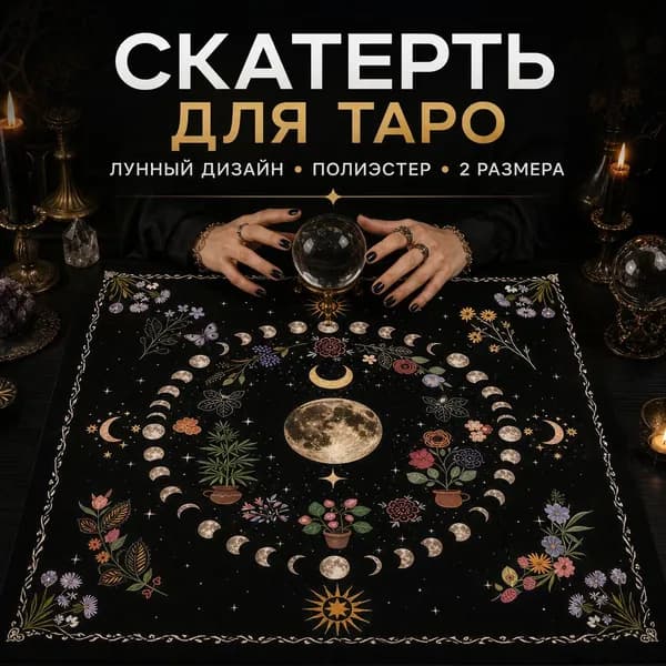 Скатерть для Таро с лунными и звездными узорами 49x49 см, ткань для гаданий, декор для общежития