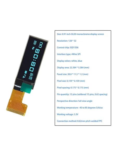 0,91 "128*32 15P SSD1306 Серийный SPI OLED-дисплей Панель модуля для Ledger Nano S