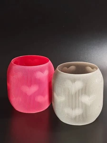 Кашпо "Сердца", с голограммой, 3D-печать, лунно-серое, PETG, для цветов, 7,5см, 250мл