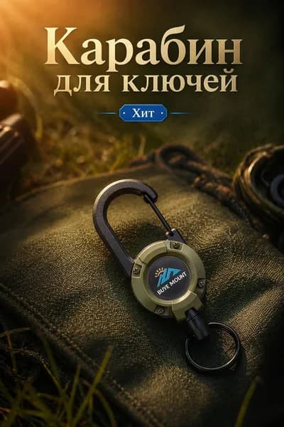 Карабин-застежка для ключей, сумок и автомобильных брелков, черный