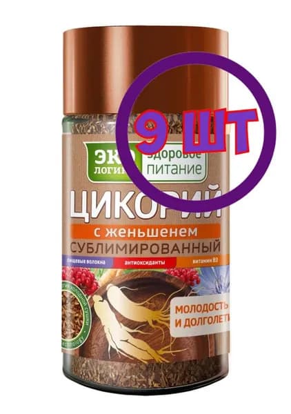 Напитки Экологика Цикорий с Женьшенем раст. субл. Стекло, 85 гр. (комплект 9 шт.) 5008300