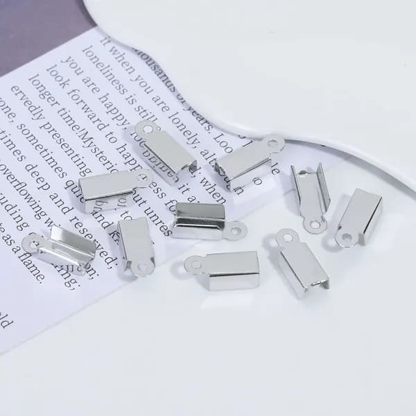 3*6mm Концевик для шнура / Зажим для ленты /медный, комплект из 200 шт. серый металлик