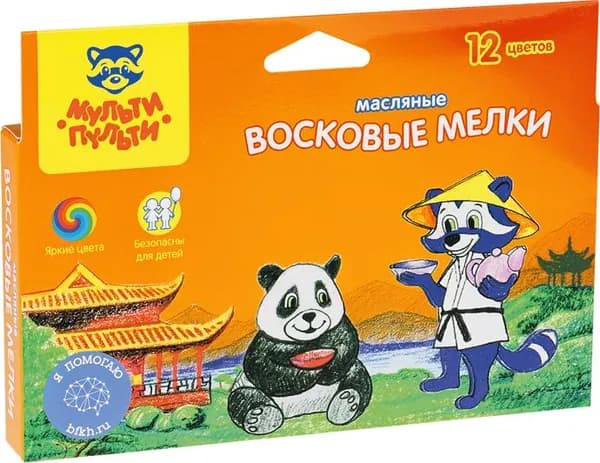 Мелки восковые 12 шт Мульти-Пульти ЕНОТ В КИТАЕ, цветные