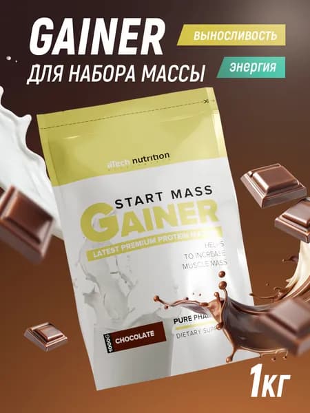 Гейнер для набора массы 1000 гр Gainer Start Mass вкус шоколад aTech Nutrition