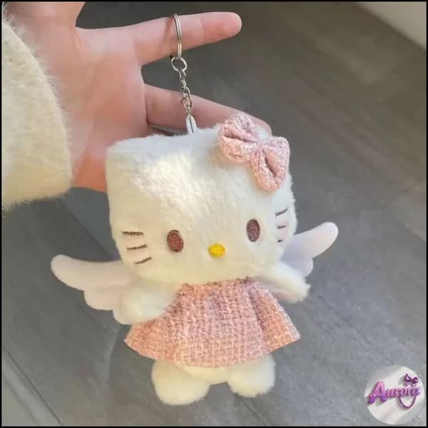 Мягкая игрушка, Мягкий брелок Hello Kitty-ангел в платье со звёздами и крыльями, детская игрушка-кукла на подвеске
