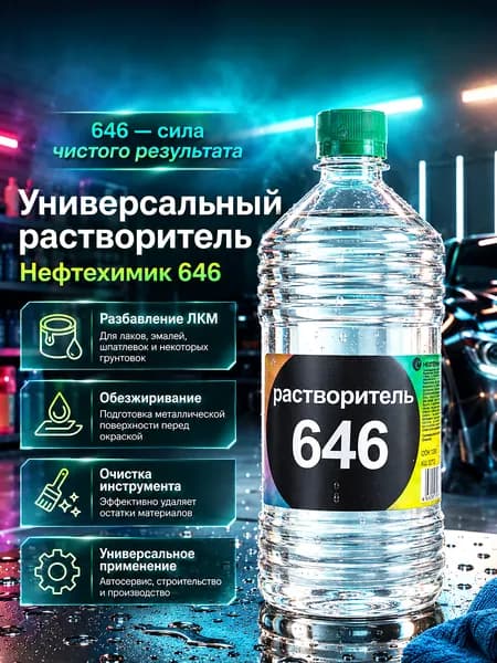 Растворитель 646 универсальный строительный, разбавитель эмалей и ЛКМ 1 л.