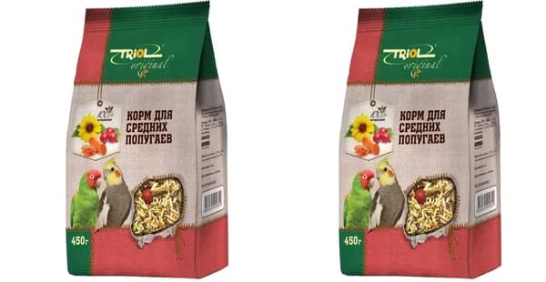 Triol Корм для средних попугаев, 450 г, 2 шт