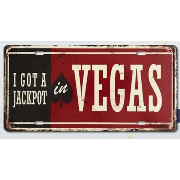 Табличка Номерной Знак Лас-Вегаса "I Got A Jackpot", ретро стиль, металл, декор для развлекательного пространства, 20 30 см.