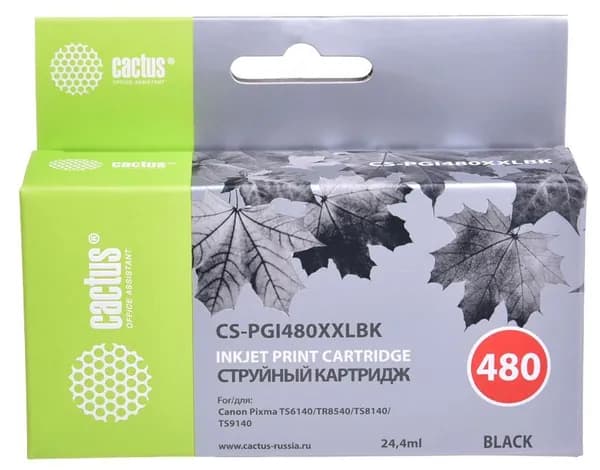 Картридж для принтера струйный Cactus CS-PGI480XXLBK черный пигментный (24.4мл)