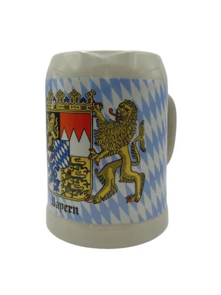 Винтажная пивная кружка Bavaria 500 мл с гербом Баварии, Германия, керамика 1970 г