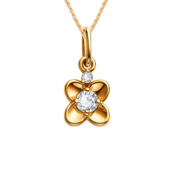 Подвеска на шею с фианитами из красного золота 585 пробы 585GOLD