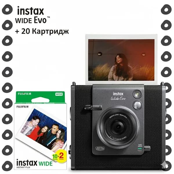 Instax Wide Evo камера - Мгновенная печать и принтер - гибридный + 20 Картридж