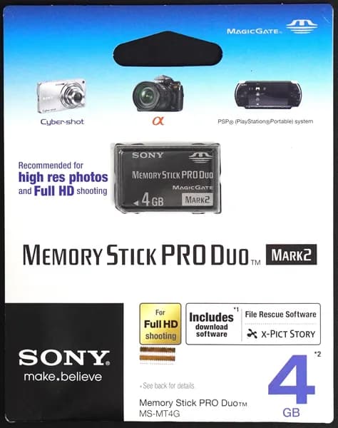 Кaртa пaмяти Memory Stick Pro Duo 4Gb Sоny Оriginal Новая Retail