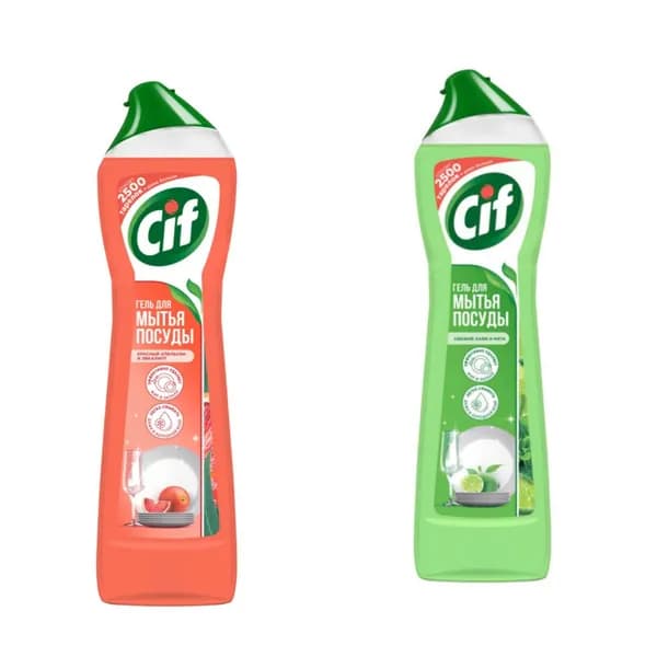 Средство для мытья посуды Cif Лайм 500 мл + Апельсин 500 мл