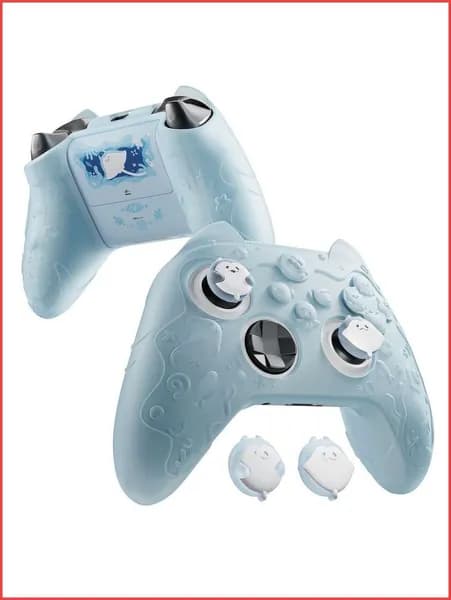 PlayVital силиконовый чехол для геймпада Xbox Series X/S Ocean Whisper, полупрозрачный с насадками на стики, мятно-голубой
