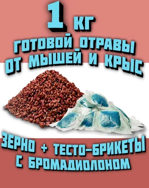 ЗЕРНО + ТЕСТО-БРИКЕТЫ "АССОРТИ" для грызунов 1 килограмм
