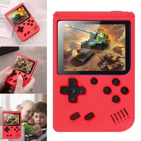 Игровой консоль Macaron с цветным TFT-экраном 3 дюйма, 400 игр в комплекте, аккумуляторная, красная