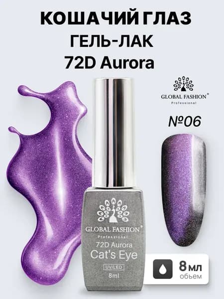 Гель лак кошачий глаз 72D Aurora, 06