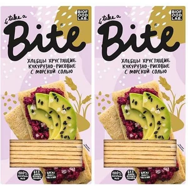 Хлебцы кукурузно-рисовые Take a Bite хрустящие с морской солью 150 г, набор: 2 штуки