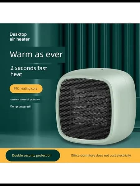 Мини-настольный вентилятор обогревателя зеленый 800 Вт