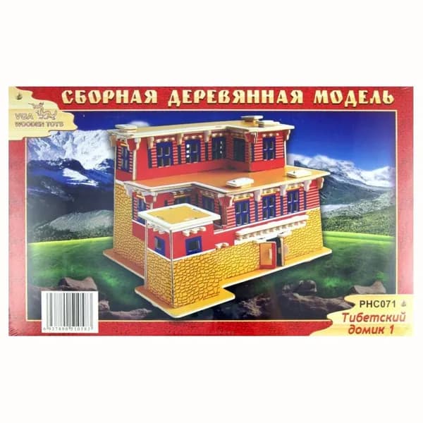 Сборная деревянная модель Тибетский домик 1 цветной (РНС071), ТМ Чудо-Дерево