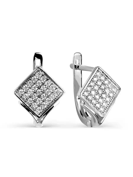 Серьги женские серебряные 925 пробы с фианитами, KARATOV