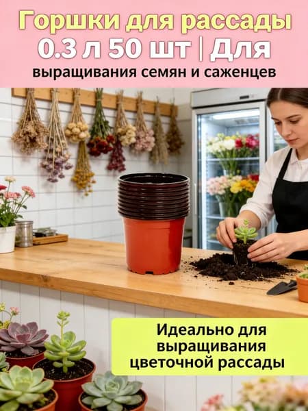 Горшок для цветов 0.4 л, 8.1 см, 50 шт, цвет коричнево-красный