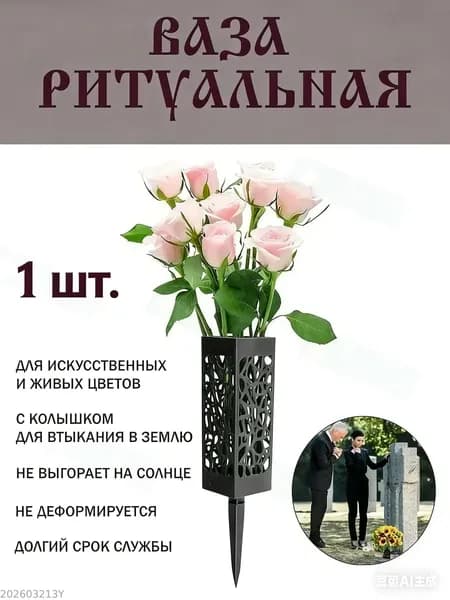 Металлические вазы для кладбищ / Церемониальные вазы с матовой поверхностью, 1 товар