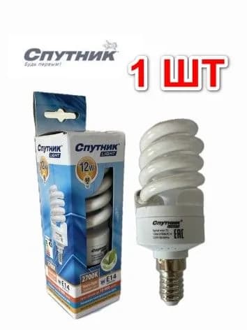 1 шт. Лампа СПУТНИК Spiral mini T2 12Вт/E14/2700K