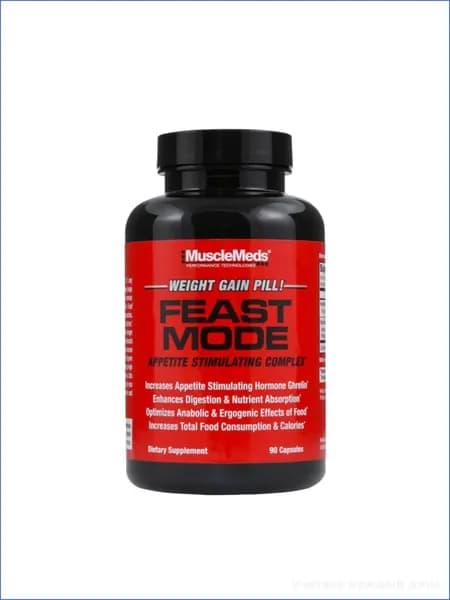 Для увеличения веса, MuscleMeds; Feast Mode; Анаболический комплекс, 90 caps