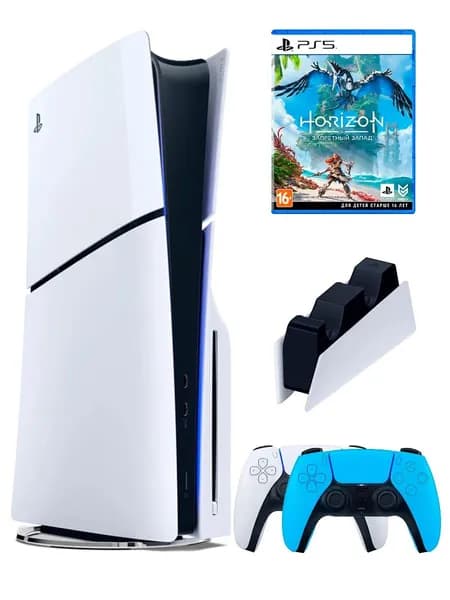 PS5 (ПС5) Игровая приставка Sony PlayStation 5 Slim disk+геймпад+зарядное+ игра Horizon
