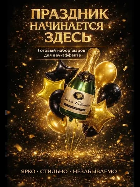 Набор шаров с бутылкой и звездами для праздника