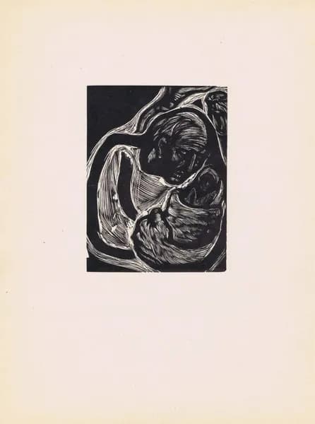 Кровь и пепел. Он делает из дерева богов. Стасис Красаускас. Антикварная цинкография. СССР, 1961 год