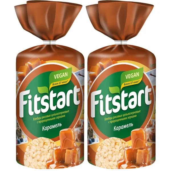 Хлебцы рисовые Fitstart Карамель с пророщенными зернами 100 г, набор: 2 штуки