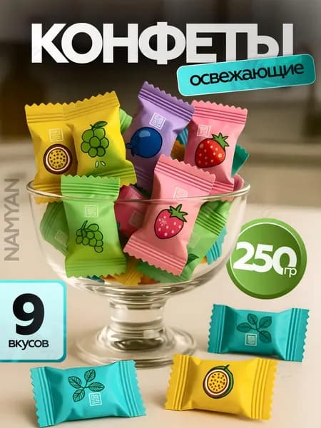 Конфеты леденцовые освежающие без сахара1