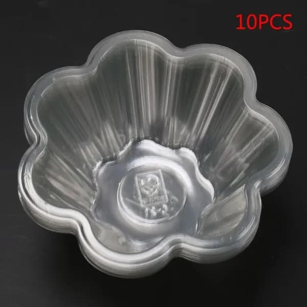 Прозрачные пластиковые стаканчики для мороженого и салатов, 10 шт, Слоновая кость