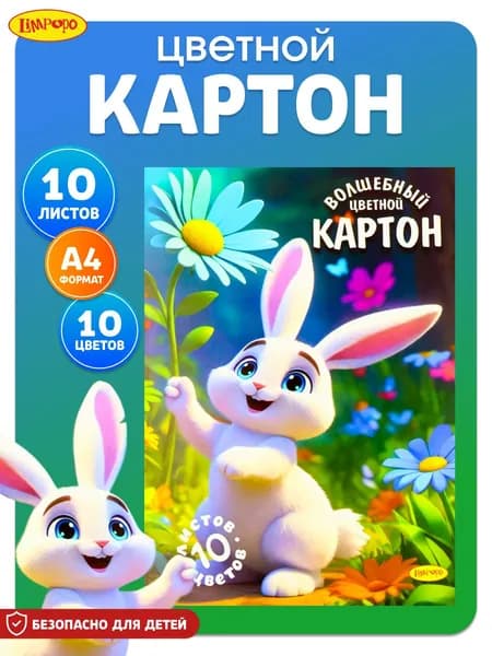 Цветной картон ТМ"Лимпопо" 10 л 10 цветов