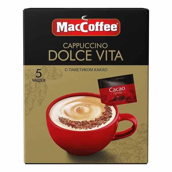 Кофейный напиток MacCoffee Cappuccino Dolce Vita с какао 24 г х 5 шт