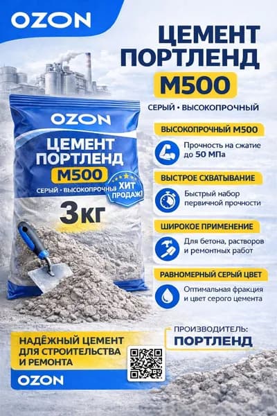 Цемент м500. 3кг
