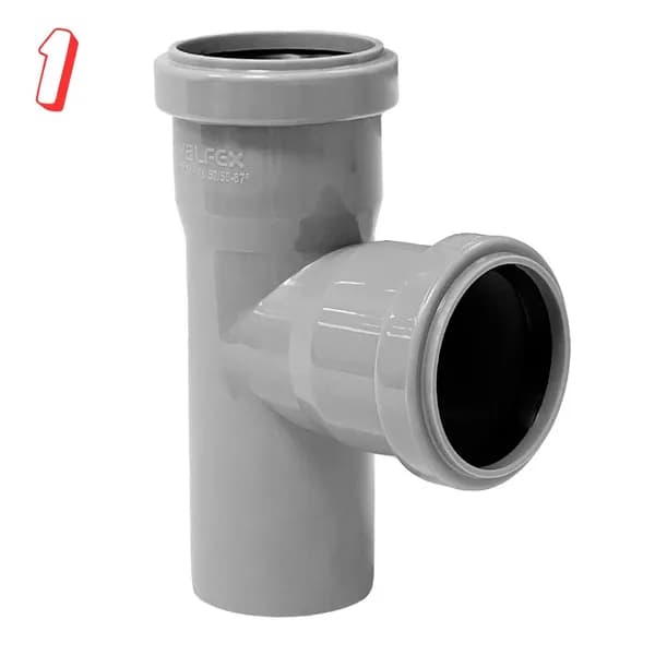 Тройник Valfex d50х50 мм 87 пластиковый для внутренней канализации, 0.1 кг, (набор из 1 шт)