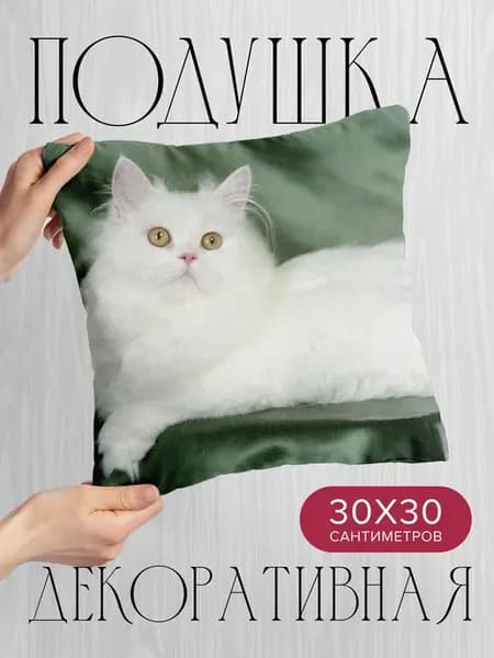 Подушка декоративная, 30x30см Животные кот пушистый