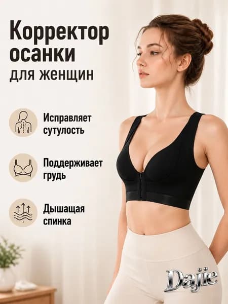 Корректор осанки женский, размер L, черный, из мемори-фибры с сетчатой спинкой и ребрами жесткости для выпрямления спины и сведения плеч