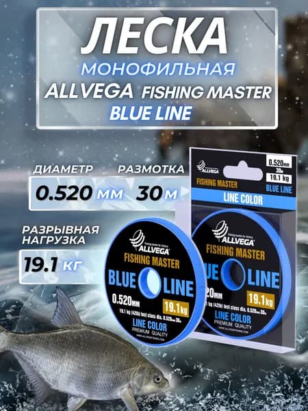Леска для зимней рыбалки Fishing Master 0.52мм 30м 19.1кг голубая