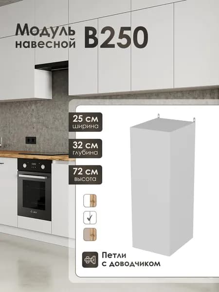 Модуль навесной 25 см шкаф для кухонного гарнитура В250.