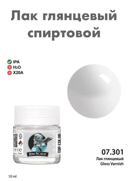 Спиртовая краска Jim Scale Gloss Varnish, Лак глянцевый, 10 мл, 07.301