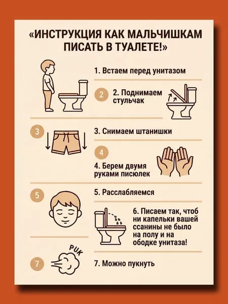 Постер "Мальчики туалет беж", 40 см х 30 см