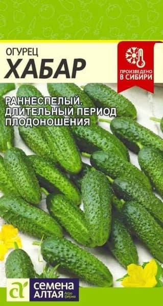 Семена огурец Хабар, Семена Алтая, 1 цв.п 0,3г, раннеспелый, пчелоопыляемый