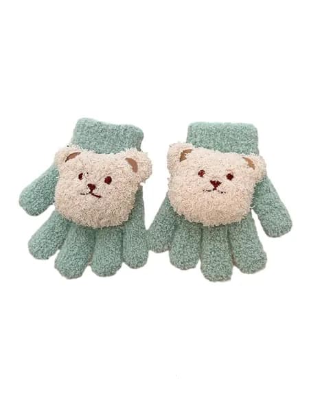 Зимние варежки для малышей Мишка , Зеленый